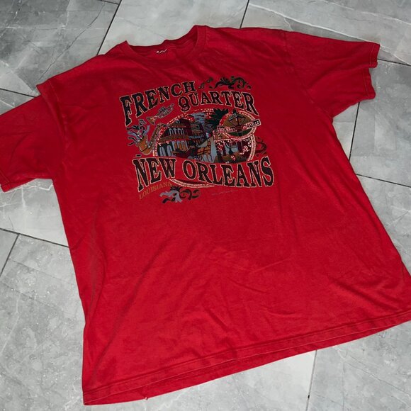 Vintage 2001 French Quarter New Orleans Red Graphic Tee - Picture 2 of 4